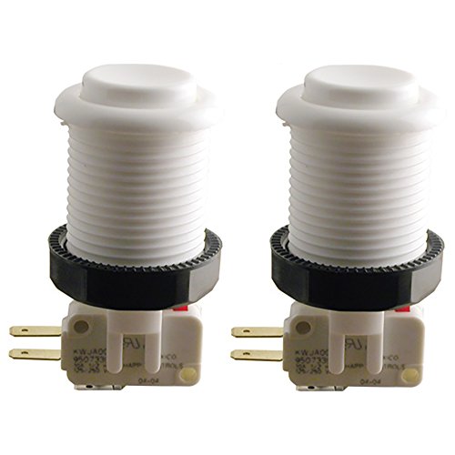 White Arcade Pushbutton With Horizontal Microswitch - Set of 2