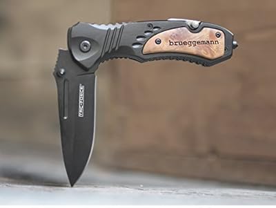Engraved Camping Knife + Wood Box Groomsmen Gift Custom Pocket Knives & Wooden Boxes- Tactical Groomsman Set Husband Hunting Man Mens Boyfriend Wedding Gifts Folding Blade Rustic Spring Assist Open