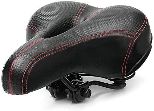 Bike Seat Comfort Saddle Dual Spring Designed with Memory Foam Breathable Soft Bicycle Cushion (Red)