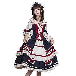 [milky time] ロリータ クラシカルロリータ ワンピース スクエアネック 長袖 白雪姫 (M)