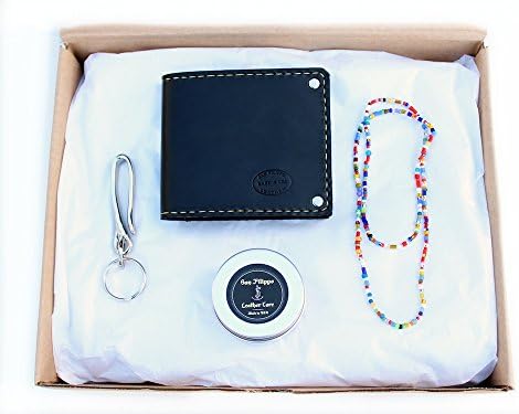 Men's Leather Bifold Wallet and Necklace Gift Set