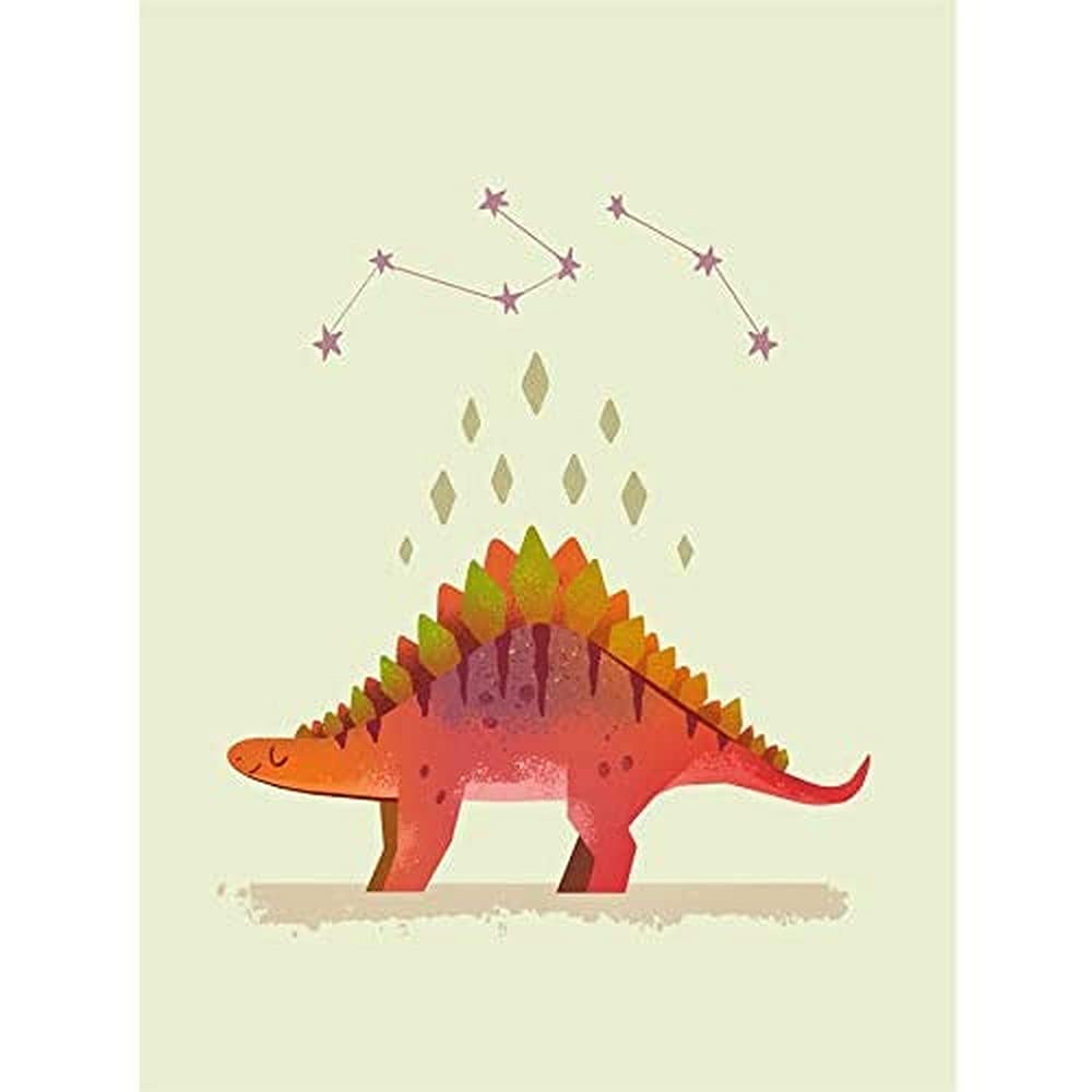 Wee Blue Coo Dinosaur Stegosaurus Canvas Wall Art Print