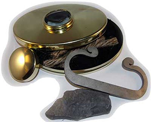 Hudson Bay Tobacco Box Fire Kit, Polished Brass with Double Striker