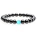Top Plaza Natural Magnetic Hematite Stone And One Blue Cat Eye Stone Stretch Unisex Semi-Precious Water Drop Stone Beaded Bracelet