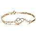 Kredy Women Bracelets, 18K Gold Elegant Double Heart Link Bangles Bracelets for Women Girls (Gold#1)