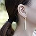 3 Pairs Pearl Clip on Earrings for Women Dangle- Long Teardrop Seashell Pearl Clipon Earrings-Non Piercing Earrings Set for Women