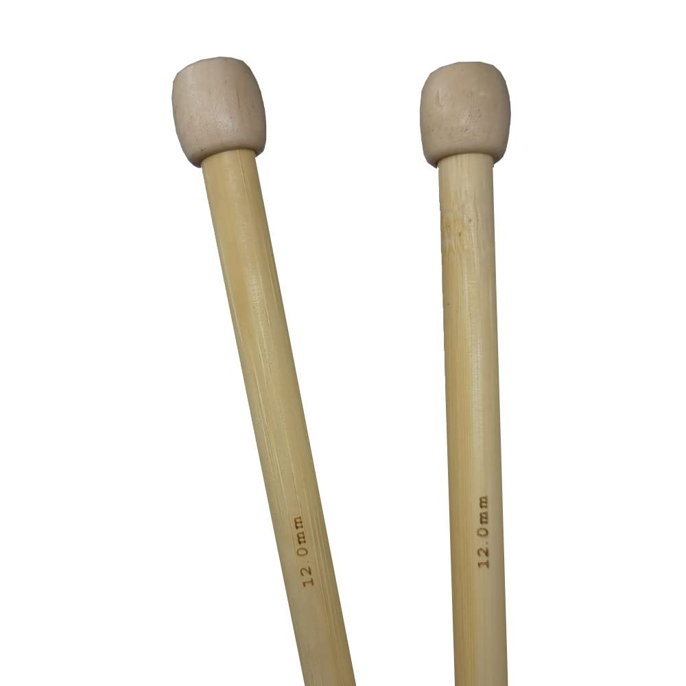 Eco-Friendly Single Point Natural Bamboo Knitting Needles 35cm x 4mm-25mm (12mm)