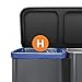simplehuman 58 Liter / 15 Gallon Stainless Steel Rectangular Kitchen Step Trash Can Dual Compartment Recycler with Liner Pocket, Black Stainless Steel