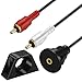 BATIGE 3.5mm Female to 2 RCA 2RCA Male AUX Car Mount Flush Extension Cable for Car Boat Motorcycle Dashboard - 3ft