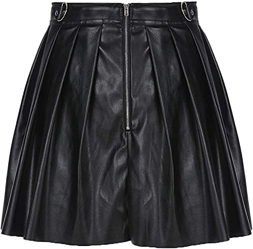 ZRDSZWZ Reliable Skirt for Women Punk Metal Element Dark Black PU