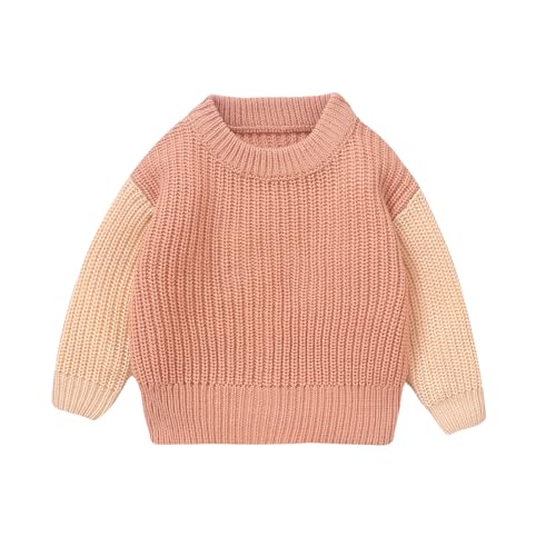 Infant Baby Autumn Winter Knit Sweaters Long Sleeve Round Neck Contrast Color Knitwears Cute Newborn Clothes
