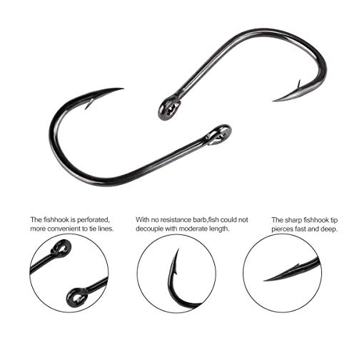 image for ONESWI 200PCS Premium Fishhooks, 10 Sizes Carbon Steel Fishing Hooks W