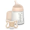 Suavinex Zero Zero Newborn Starter Set Small Anti Colic Baby Bottle + Pacifier, No 1 Spanish Baby Bottle Brand, Minimizes Bottle Rejection & Nipple Confusion, Adaptable Flow - Fair