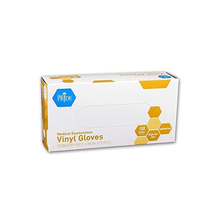 MedPride Powder-Free Vinyl Exam Gloves, Small, Box/100
