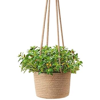 Mkono Jute Rope Hanging Planter Woven Plant Basket Indoor Up to 7