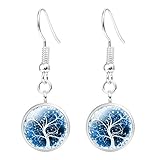 Jiayiqi Jewelry Womens Likable Tree Glass Cabochon Dangle Drop Earrings