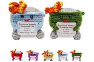 Emotional Support Dumpster Fire with Positive Card, Handmade Crochet Knitted Dumpster Fire Doll, Dumpsters Firing Ornaments G