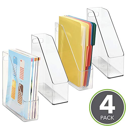 image for mDesign Plastic File Folder Bin Storage Organizer - Vertical with Hand