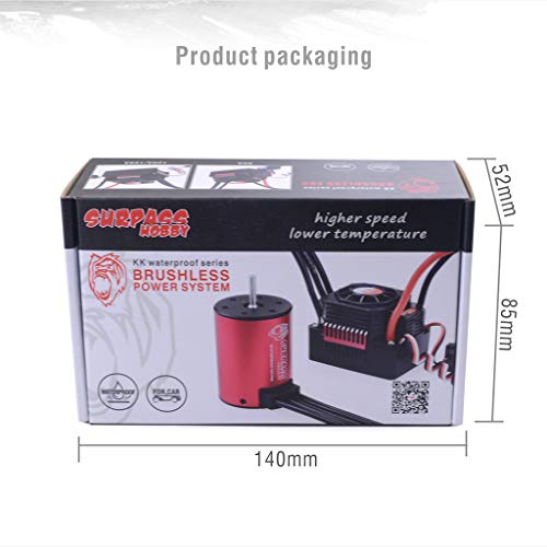 DDLmax RC Car Accessories, Waterproof 3650 3900KV Brushless Motor + 60A ESC 2-3S Set for 1/10 RC Car Truck