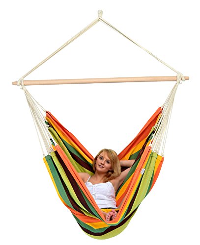 AMAZONAS - XXL Hängesessel Brasil Gigante | Hängesessel ohne Gestell mit großer Sitzfläche, handgefertigt in Brasilien | Belastbar bis 200 kg; Sitzfläche 2m x 1,4m; Stablänge 1,4m | Farbe: Esmeralda – Bild 3