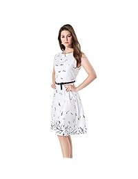 Höter 1950's Vintage Nota Musical Retro fiesta cóctel Swing de té vestido de impresión para mujer con cinturón S-2 XL