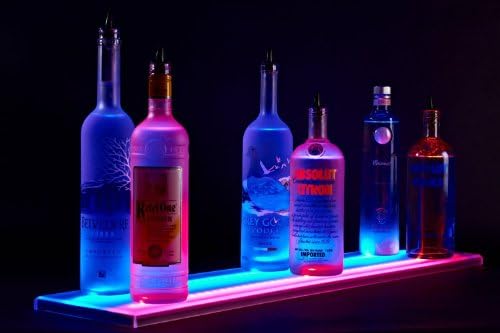 Armana Productions 6' 6" LED Lighted Double Wide Liquor Shelves Bottle Display, Liquor Bottle Shelf, 78 Inches Long Display with Remote Control