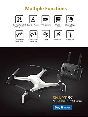 GPS-Auto-Return-Drone-FPV-Foldable-Quadcopter-with-1080P-HD-Camera-WiFi-Real-time-Live-VideoBrushless-MotorGestureAltitude-HoldAuto-HoverFollow-Me23-Mins-Long-Flight-Time500M-Control-Distance