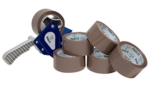 PAKIT Heavy-Duty Shipping Packing Tape with Dispenser, 50micron 48MM X66M, Brown, 6 rolls, Supplies, Moving Tape, Parcel - Thumbnail 2