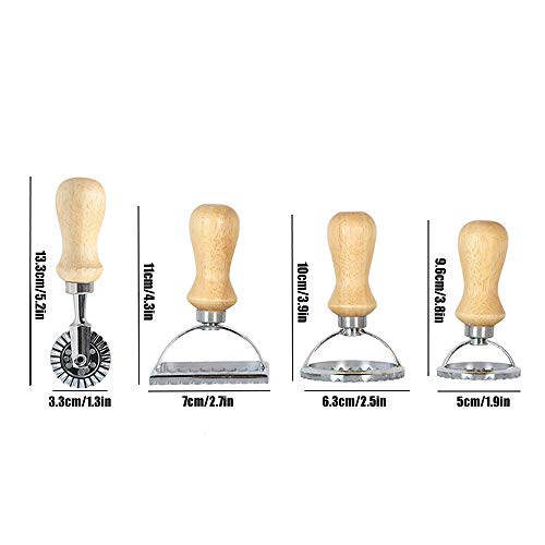 Ravioli Stamp Set, 4-Piece Classical Ravioli Cutter Maker with Wood Handle Pasta Mold Cookie Cutter Tool