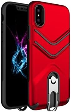 iPhone 10 X Case Apple, BIG BEAR 360 Degree Rotating Ring Grip kickstand Dual Layer Shock-Absorption Anti-Scratch Protection Compatible with Magnetic Car Phone Mount for iPhone 10 X--(Red)