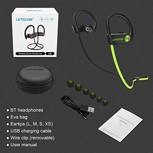 LETSCOM Bluetooth Headphones IPX7 Waterproof, Wireless Sport