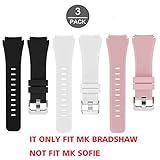 Lamshaw Classic Silicone Replacement Band for Michael Kors Bradshaw Smartwatch Strap (3 Pack-Pink+Black+White)