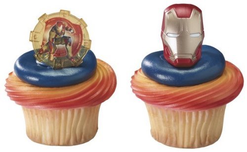 DecoPac Cupcake Rings, Iron Man 3, Two Designs, 12 Pieces