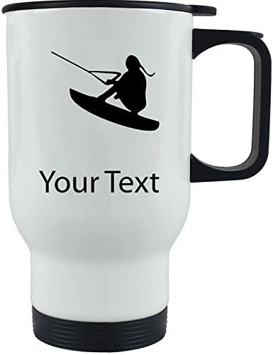 Personalized Custom Female Wakeboard 14 oz White Stainless Steel Coffee Travel Mug