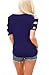 DREAGAL Girls Cold Shoulder Cut Out Sleeve Blouse Top T-shirt Navy Blue Large