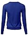 Women's Round Neck Lightweight Knit Ribbed Hem Cardigan with Translucent Gem Buttons RoyalBlue L
