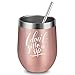 I Don't Give A Sip - LEADO 12 oz Stainless Steel Wine Tumbler with Lid and Straw, Insulated Stemless Sippy Cup, Funny Novelty Gift for Her (Rose Gold)