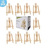 CONDA 12 inch Tall Tabletop Display Beechwood Wood Easel(Pack of 12) Photo Painting Display Portable Tripod Holder Stand