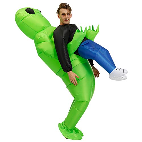 Meanwell Inflatable Alien Rider Costume Halloween Costume for Adults and Kids Inflatable Costumes Cosplay Party Birthday Wedding Dress Up