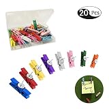 Colorful Push Pins Clips, Decorative Paper Wood Clips with Thumbtacks for Bulletin Board/Note Board (20)