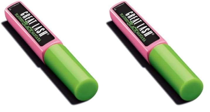 Maybelline Great Lash Volumising And Thickening Mascara, Blackest Black (Pack of 2)