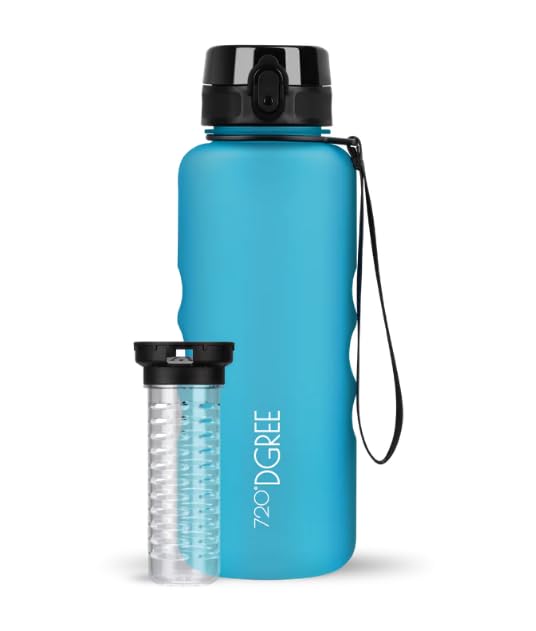 720°DGREE Water Bottle “uberBottle“ - 1.5 L softTouch +Fruit-Infuser - BPA-Free Tritan, Leakproof, Reusable Drinking Bottle - Sports Bottle for Gym, Running, Fitness, Hiking, Travel, School, Office
