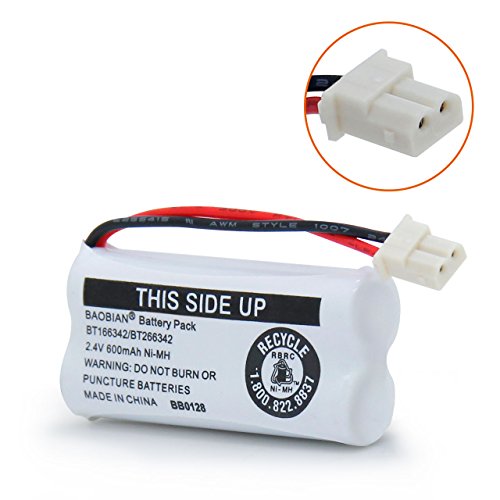 BAOBIAN BT166342 BT266342 Cordless Home Phone Battery Compatible at&T BT162342 BT162342 BT-166342 BT-266342 2.4V 600mAh Ni-MH (Pack of 2)