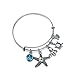 Majesto Sea Turtle Octopus Starfish Beads Expandable Wire Bangle Charm Bracelet Adjustable for Women Teens Gift