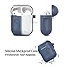 amasing AirPods Case 7 in 1 for Airpods 1&2 Accessories Kits Protective Silicone Cover for Airpod Gen1 2 (Front Led Visible) with 2 Ear Hook /2 Staps/1 Clips Tips Grips/1 Zipper Box Navy Blue