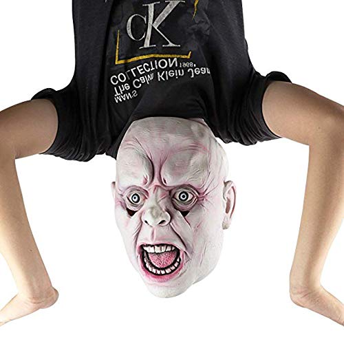 Upside Down Full Head Mask,Latex Rubber Mask by Monstleo, Halloween Costume Party Mask for Masquerade/Birthday Parties,Carnival Decorations