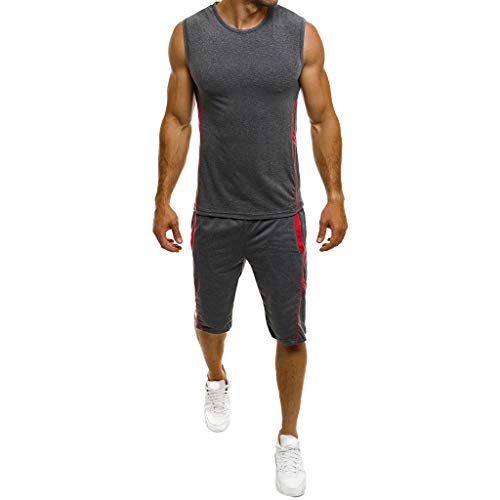 Appoi Women Underwear Men's Body Shaper Slim Casual Athletic Tank Top Shirt Shaperwear,Elastic Vest + Shorts Pants Suit (2XL, Dark Gray)