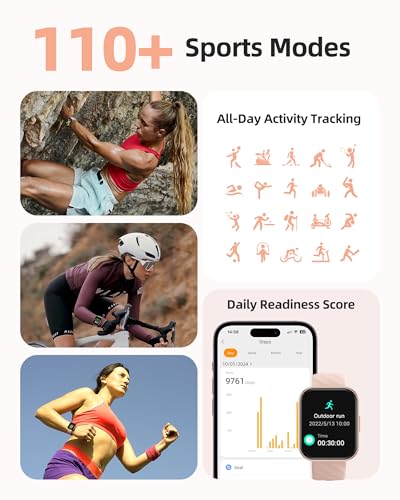 Parsonver Smart Watch for Women, 5ATM Waterproof for Swimming, Fitness Activity Tracker 100+ Sport Modes, Heart Rate/Sleep/SpO2/Steps Monitor, 1.8" HD Screen Smartwatch for Android & iOS, Rose Gold