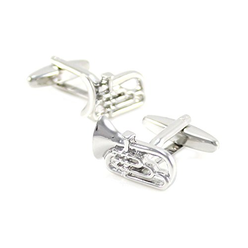 MENDEPOT Silver Tone Tuba Cufflinks With Gift Box Music Instrument Tuba Cuff Link