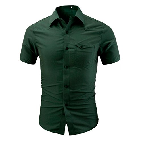 NREALY Men Shirt Fashion Solid Color Male Casual Short Sleeve T-Shirt Vest Tank